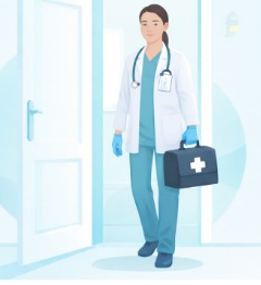 Healthcare professional reviewing lab results on tablet